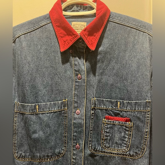 Vintage 80’s Denim Button-Down w Red Pocket Detailing- The Kettle Creek Canvas - Picture 7 of 7